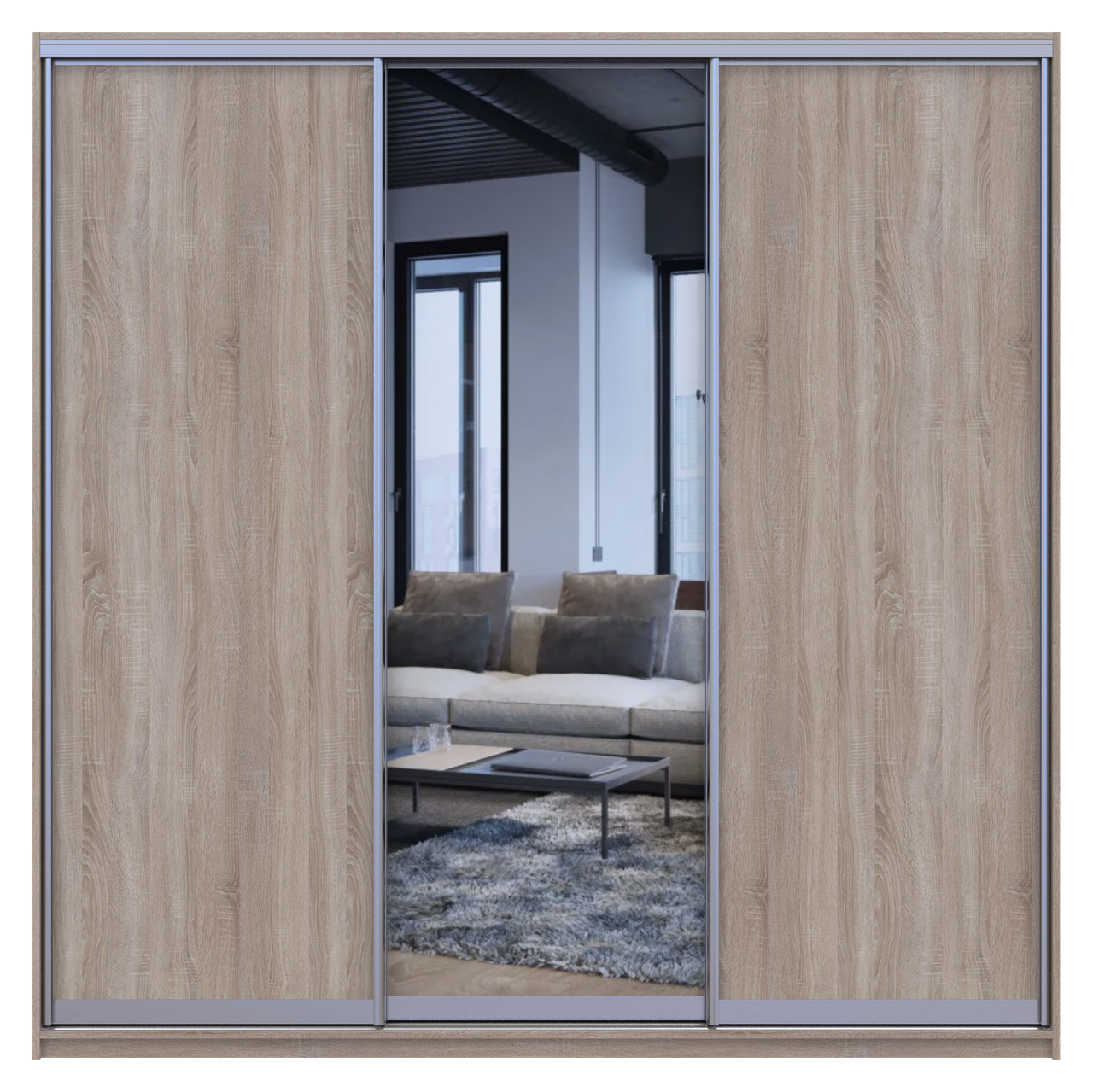 Шафа купе Doros Сіті Лайт Дуб сонома 2 ДСП / 1 дзеркало 225х60х225 (42002135) 5