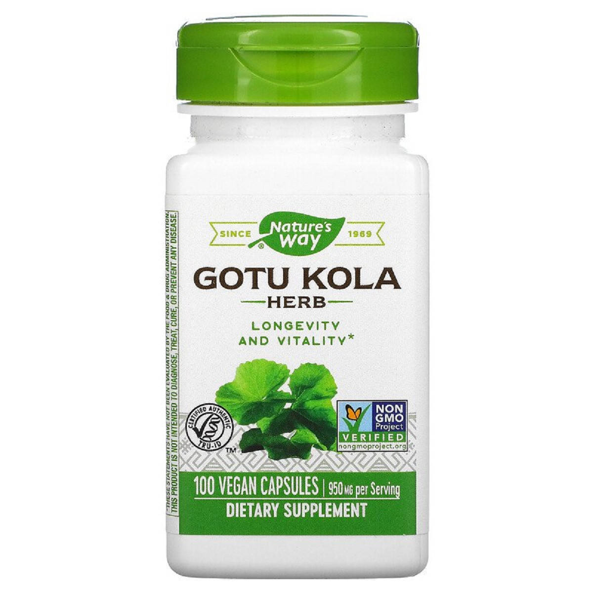 

Готу Кола, 950 мг, Gotu Kola, Nature's Way, 100 вегетарианских капсул