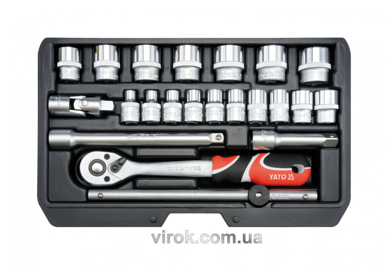 

Набор головок торцевых YATO 3/8'' М6-22 мм 22 шт YT-38561