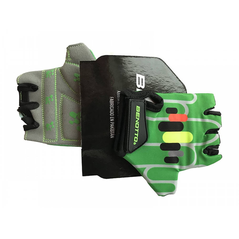 

Перчатки велосипедные детские открытые Benotto LCL-K6589 (Green/Grey)