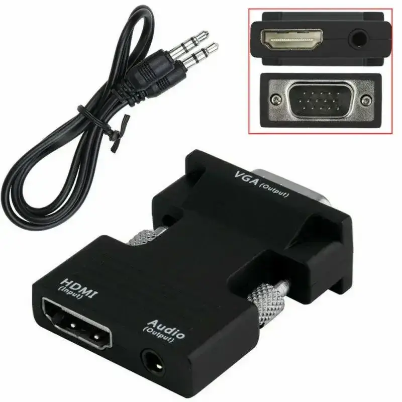 

Конвертер HDMI to VGA с аудио, с HDMI на VGA OUT Black с звуком