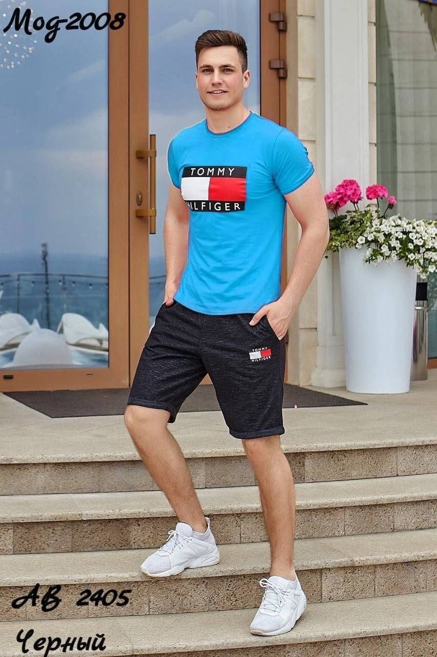 

Мужской костюм с шортами батал, Синий