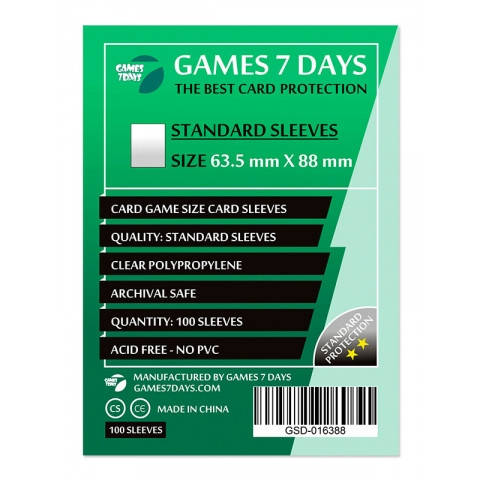

Протекторы для карт Games 7 Days 100 шт. (63.5 х 88 мм) Standard Quality