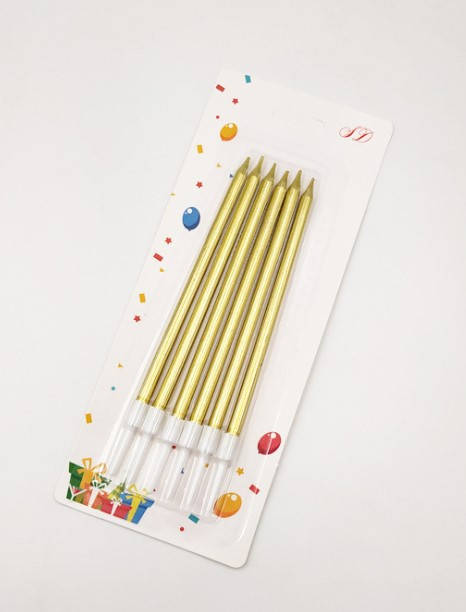 

Свечи в торт перламутр золото, 6 штук