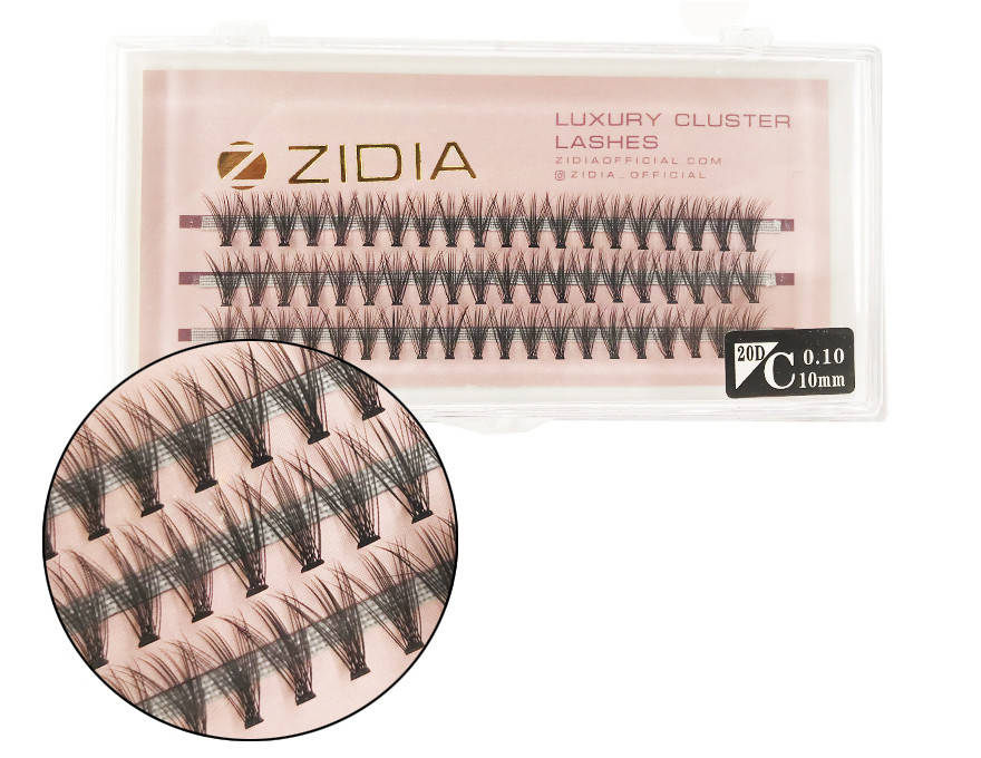 

Вії накладні пучкові Zidia Cluster Lashes 20D C 0.10 (3 лєнти, розмір 10 мм), Черный