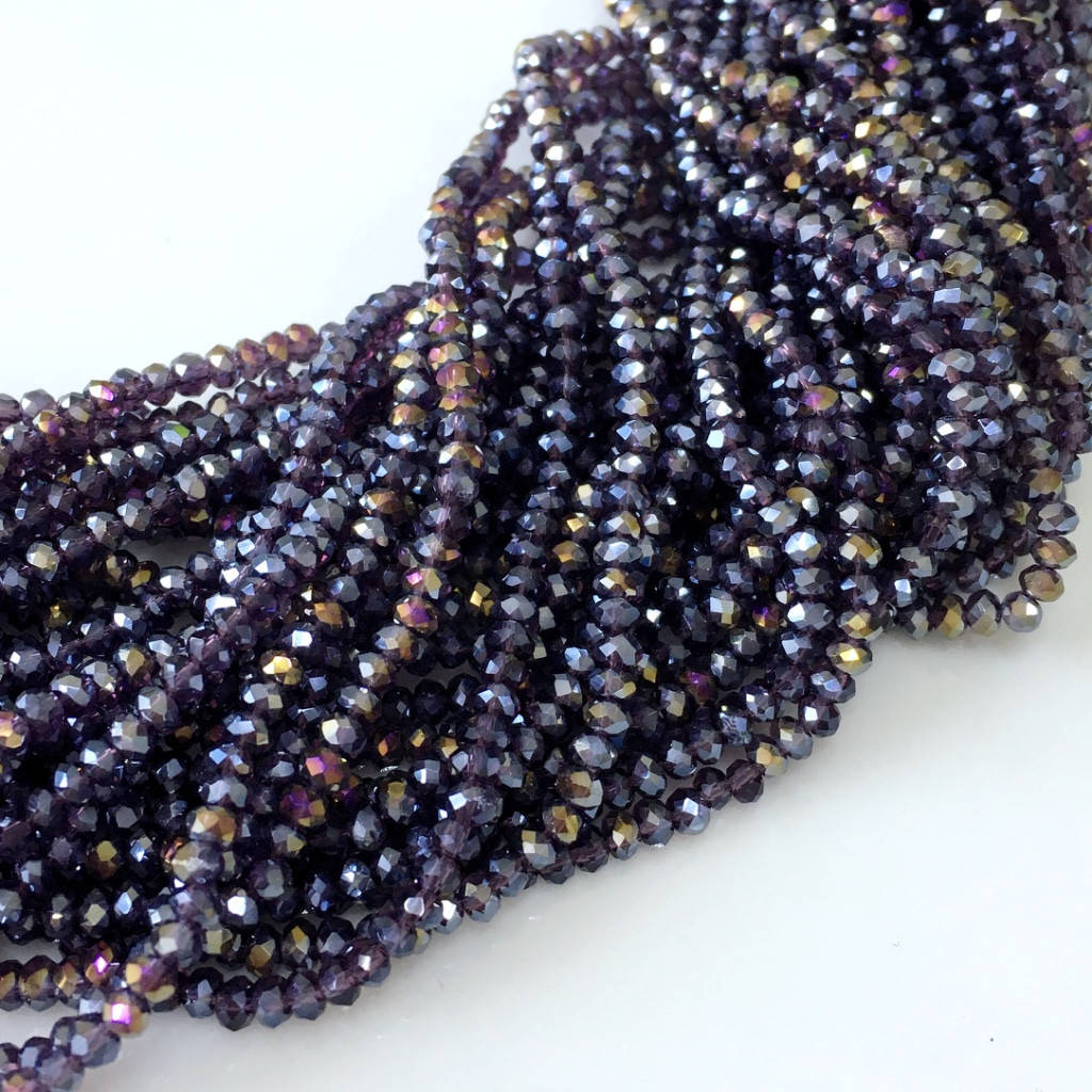 

Рондели 2х3 мм (стекло). Фиолетовый с АВ. 180-190 шт