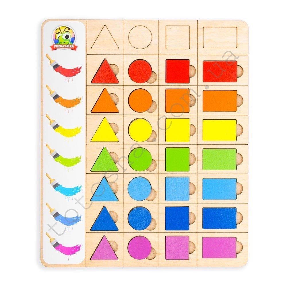 

Деревянный планшет сортер / рамка-вкладыш Геометрические фигуры №1 Познавалка 4202100 Poznavalka