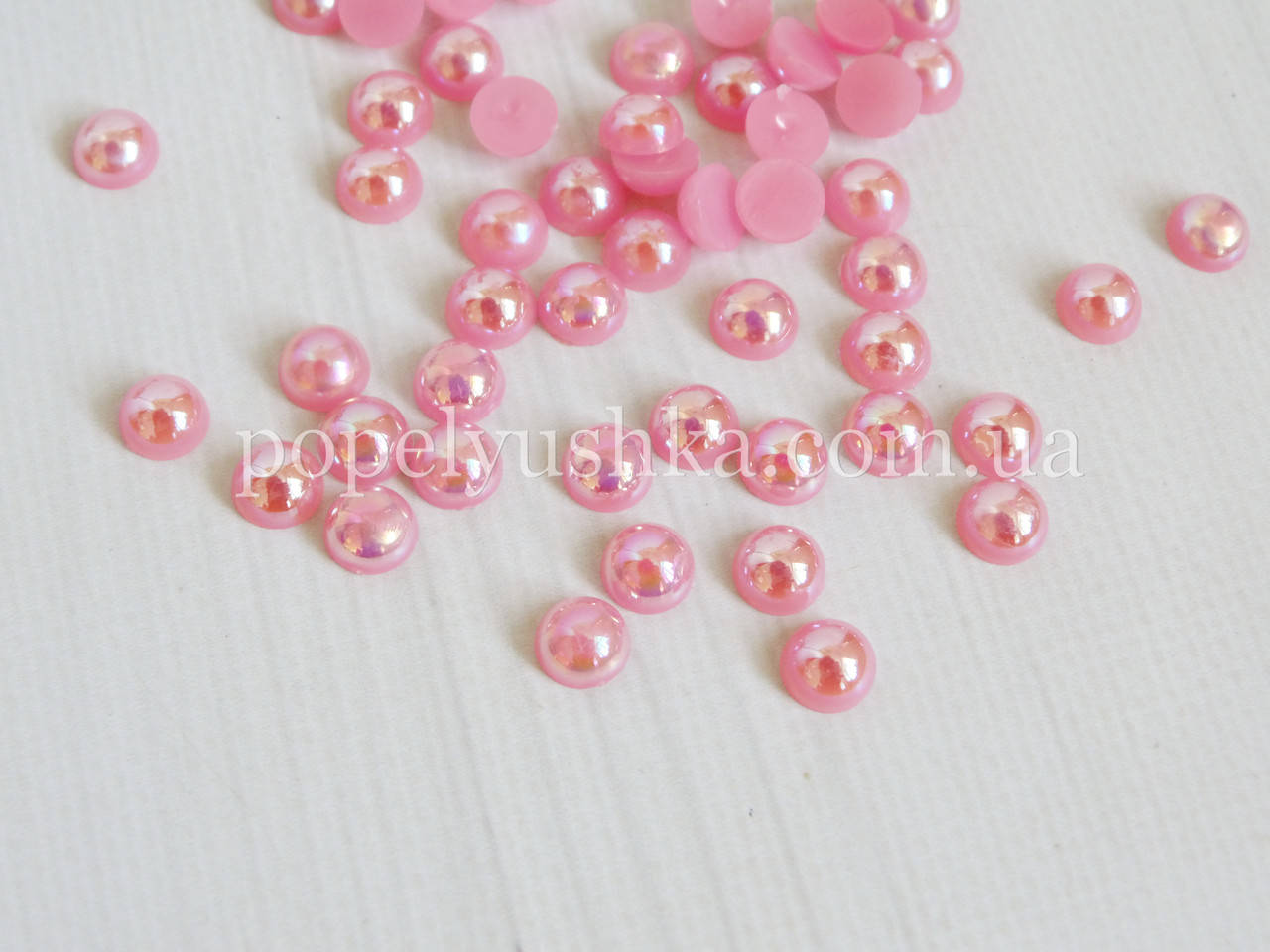 

Половинки намистин 8 мм рожеві хамелеони