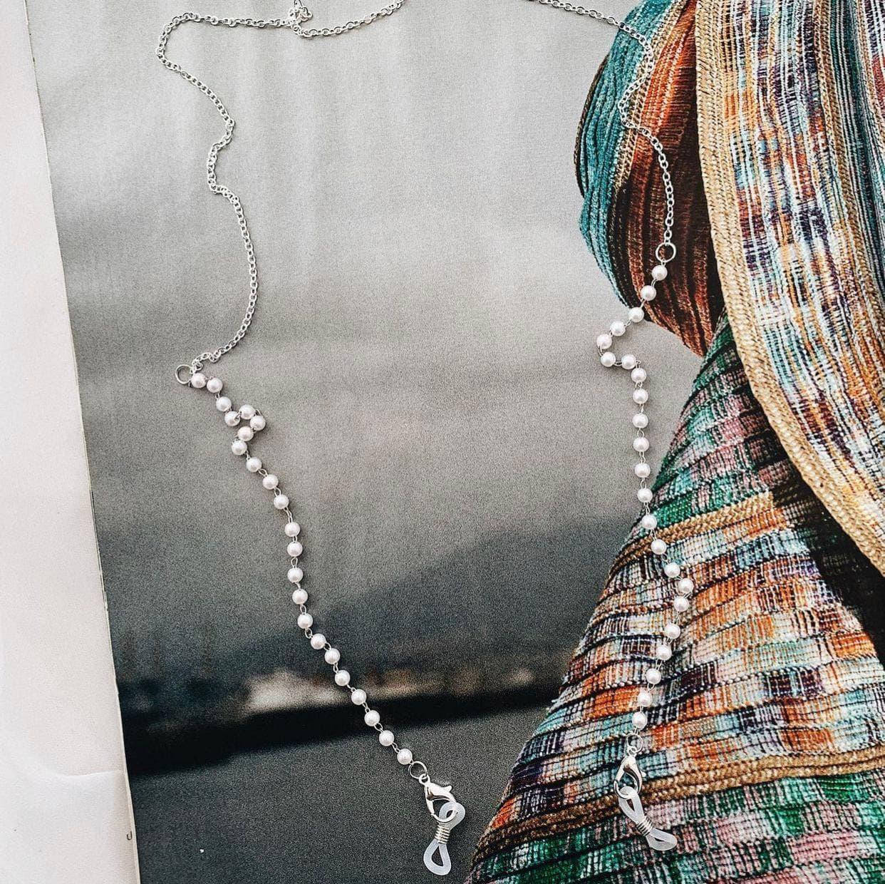 

Цепочка для очков BK - silver white, Светло-серый