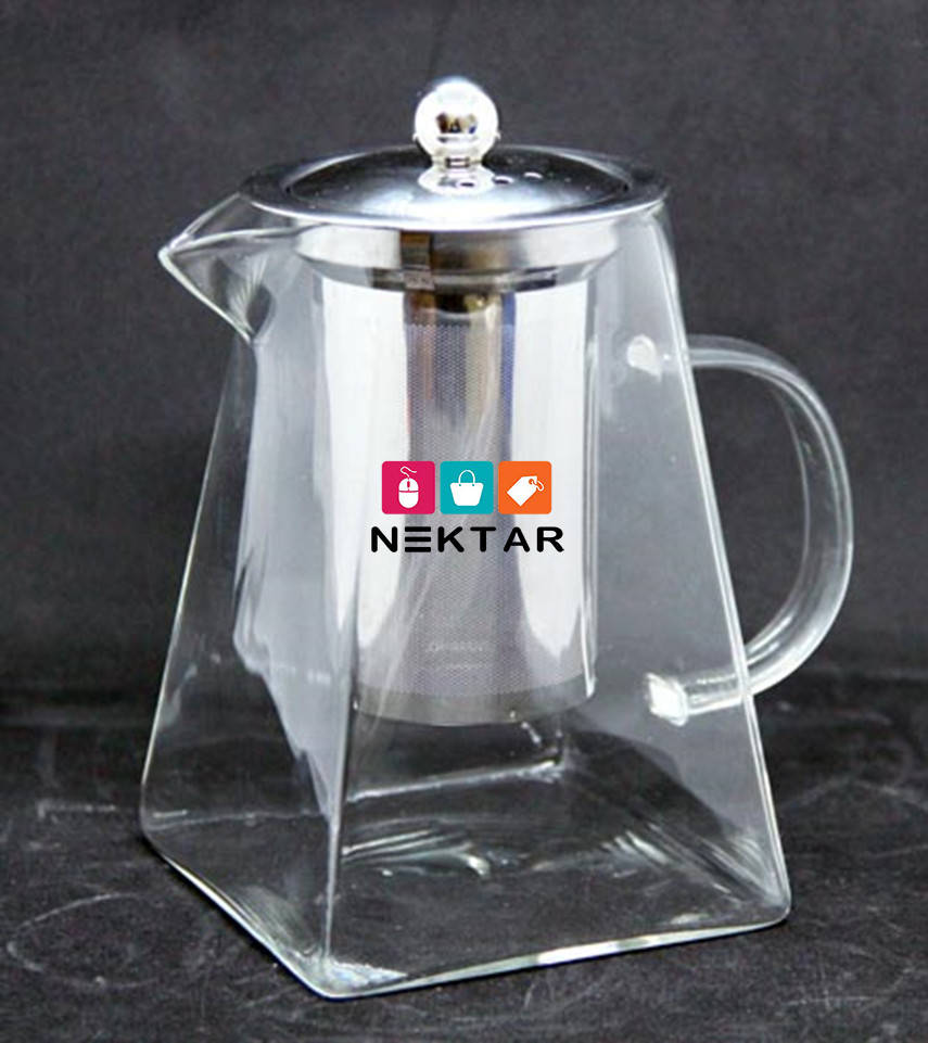 

Чайник заварник стеклянный Гиза 950 мл из жаропрочного стекла с металлической крышкой и ситом, Прозрачный
