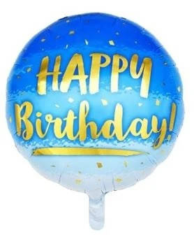 

Фольгированный круг с рисунком 18"(45см) "HAPPY BIRTHDAY голубой", Китай