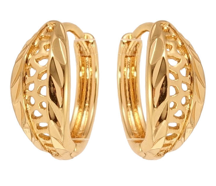 

Серьги Xuping Позолота 18K колечки "Листочки с резным орнаментом и насечками"