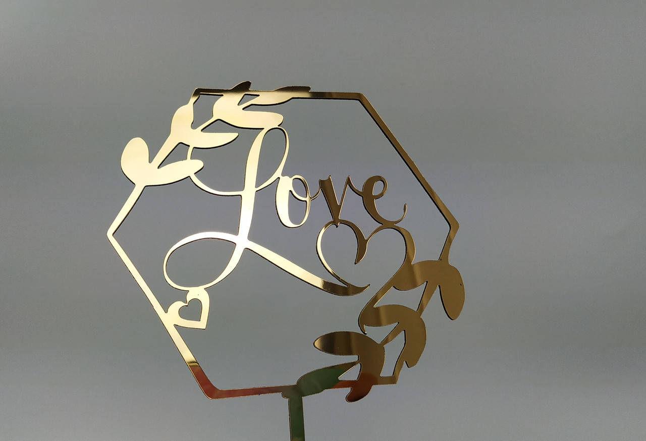 

Топпер зеркальный золотой Love