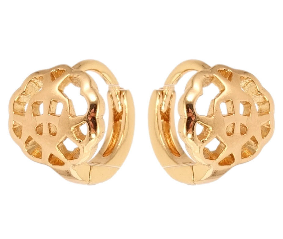 

Серьги Xuping Позолота 18K колечки "Декоративные резные цветочки"