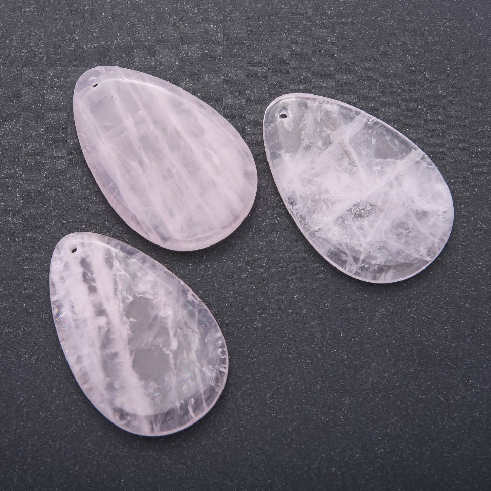 

Кулон из натурального камня Розовый кварц капля 37х56мм