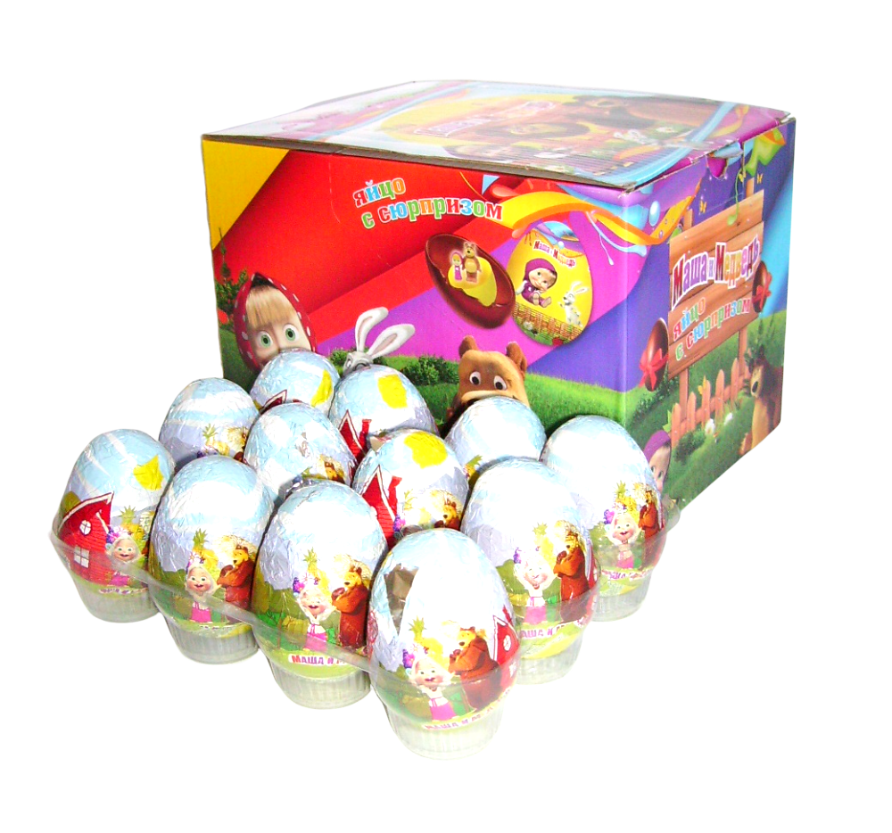 

Яйцо шоколадное с сюрпризом Маша и Медведь, 24 шт./уп.