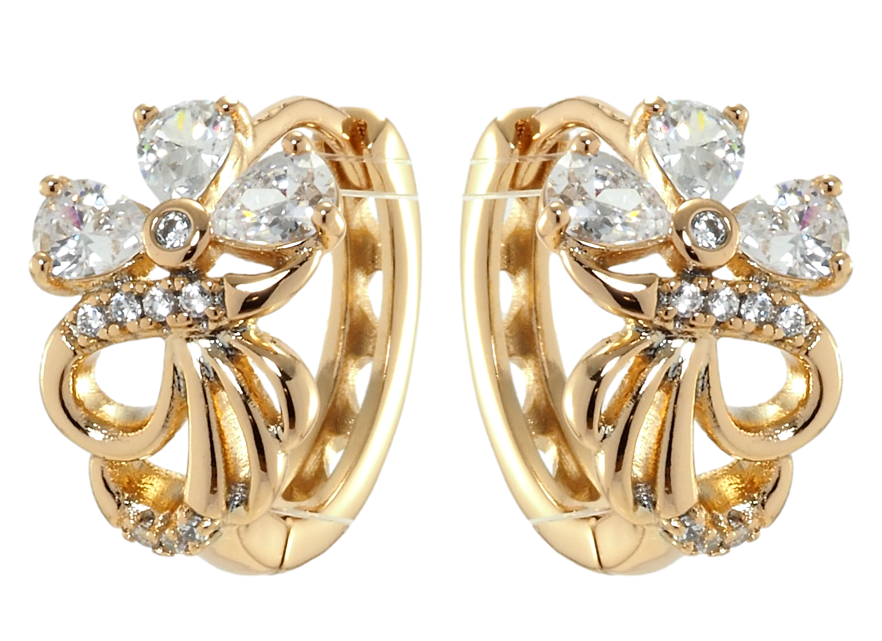 

Серьги Xuping Позолота 18K колечки "Цветочки с фианитами"