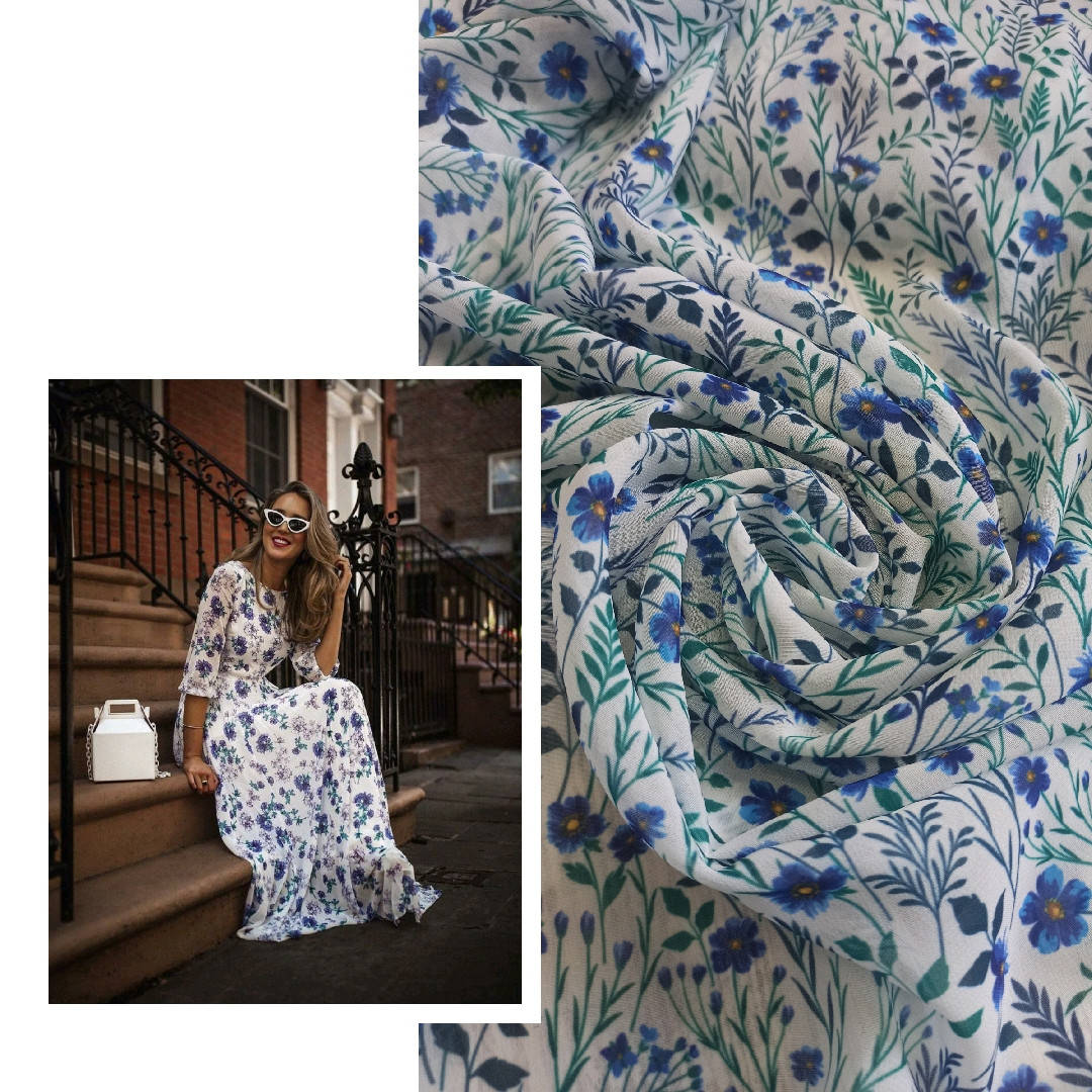 

Шифон незабудка на белом фоне, Белый