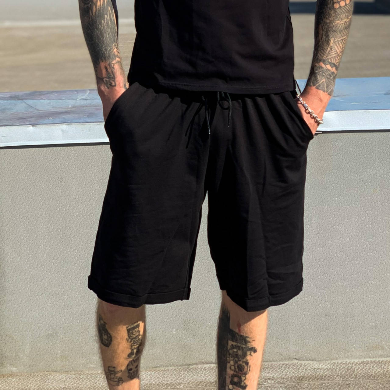 

Шорты c закатом Двунитка Черные (bd0513-100) xl, Черный