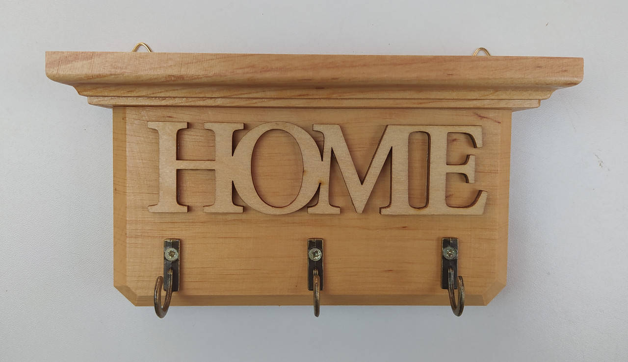 

Ключница настенная деревянная ручной работы "Home" на три крючка