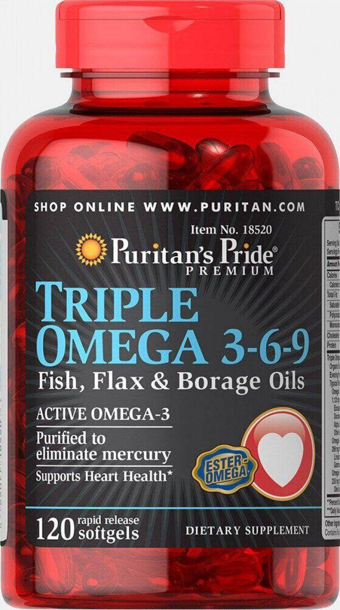 

Puritans Pride, Triple Omega 3-6-9 (120 капс.), омега 3-6-9, омега 369