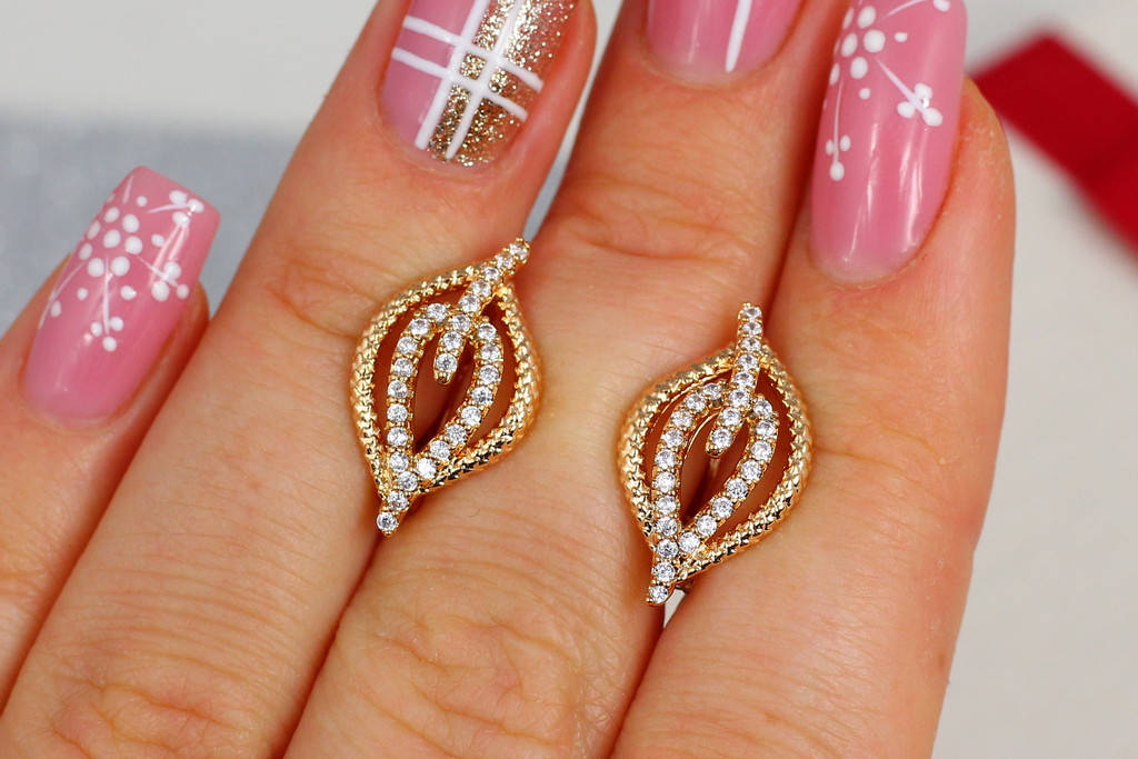 

Серьги Xuping Jewelry листики 1,9 см золотистые