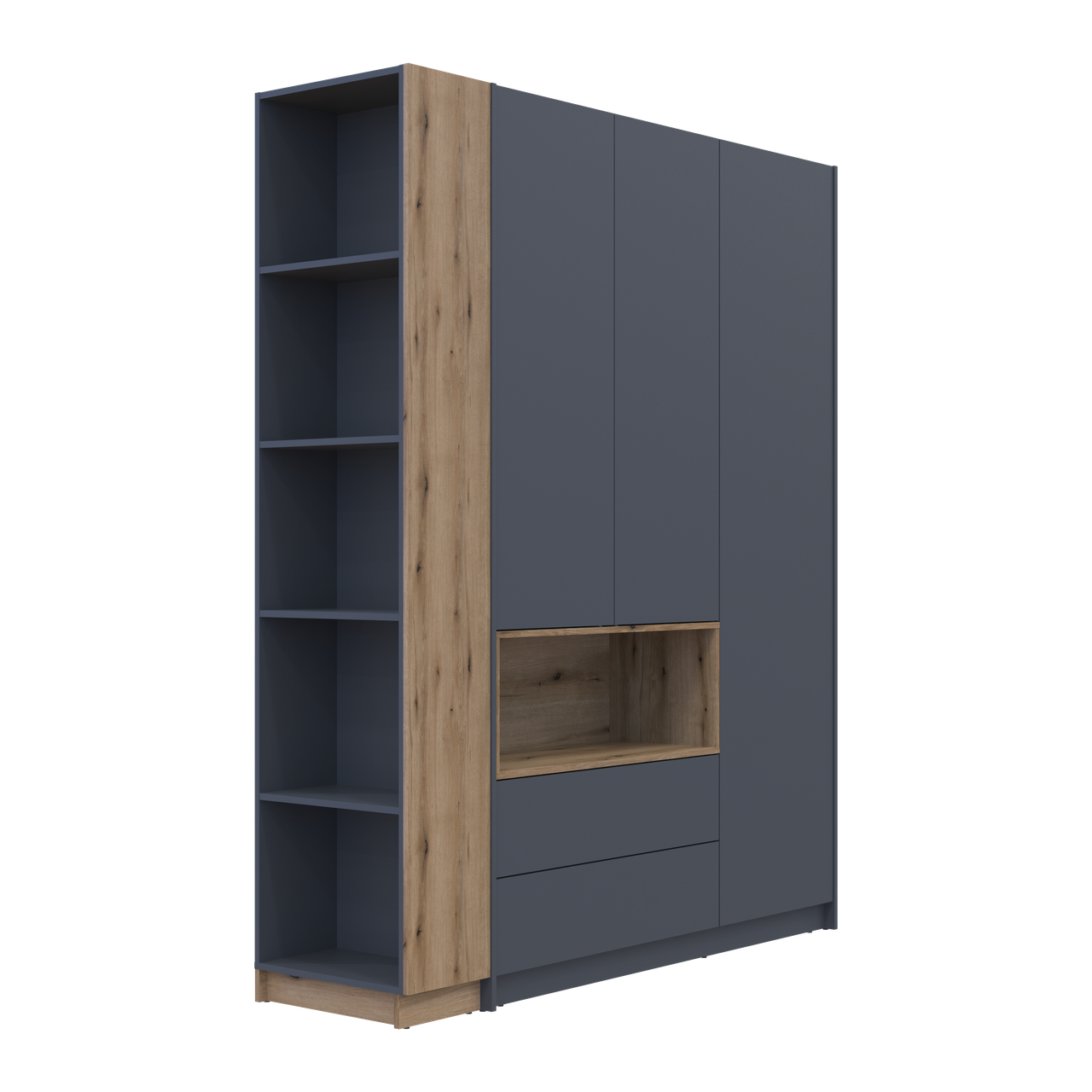 Шафа для одягу з нішею та етажеркою Doros Дейл Графіт/Дуб Евок 3 ДСП 178х52х220 (42005156) 3