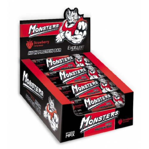 

Протеиновые батончики Monsters Strong Max - 80g x 20шт клубника