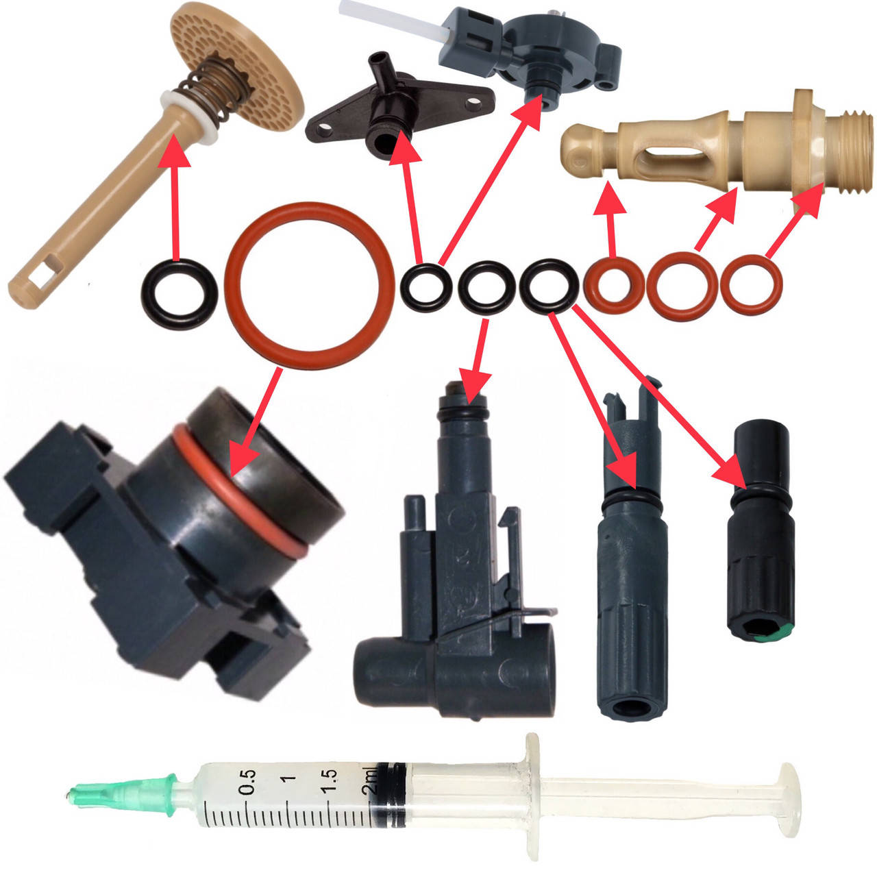 

Ремкомплект заварного устройства и носика бойлера кофемашины Saeco Incanto со смазкой