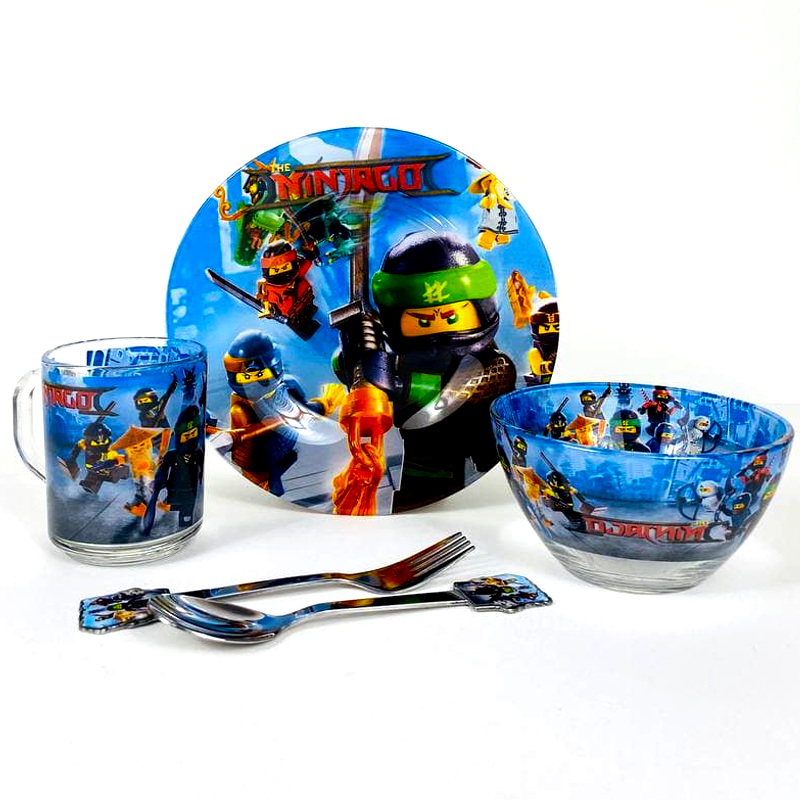 

Набор детский стеклянной посуды для кормления Ninjago ( Ниндзяго) 5 предметов Metr+