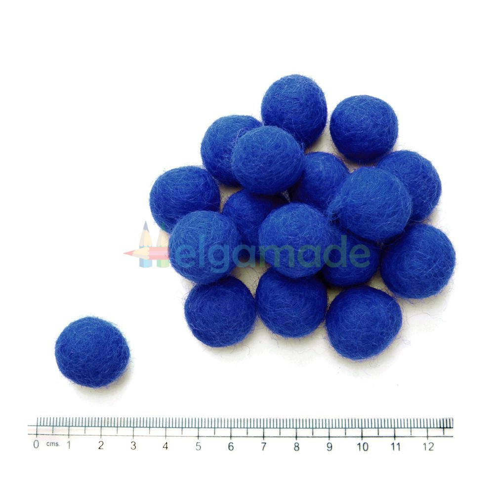 

Шарик из шерсти СИНИЙ, 2 см, 1 шт