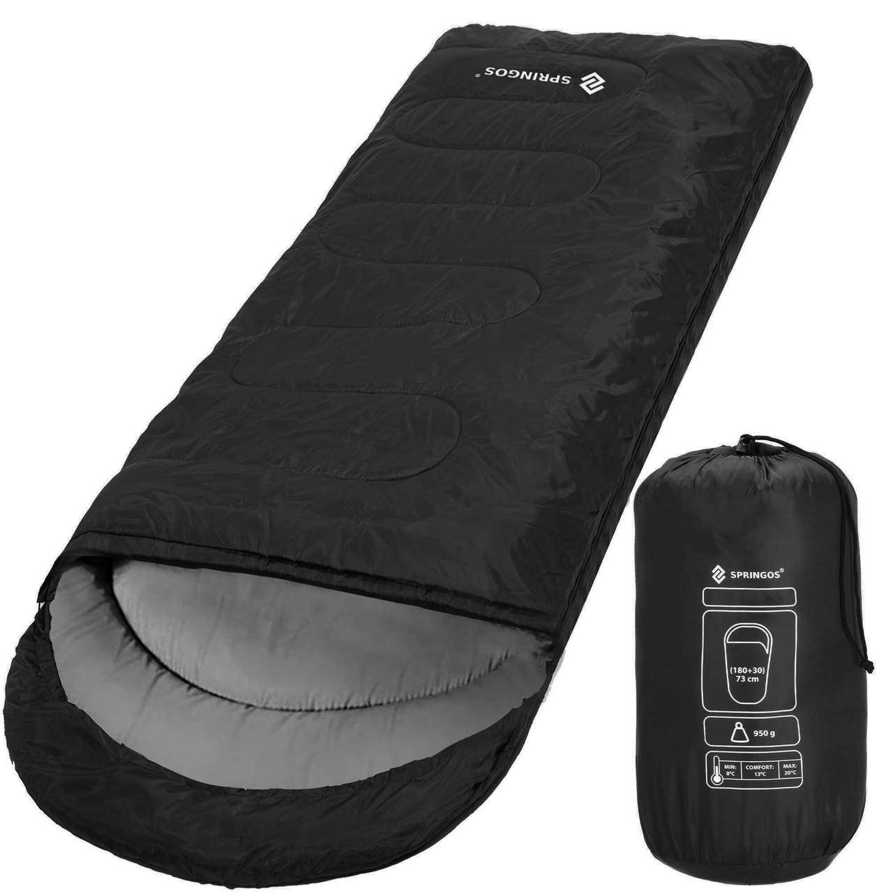 

Спальный мешок (спальник) Springos 2 в 1 CS0042 +8 ...+20 °C R Black/Grey - UkMarket