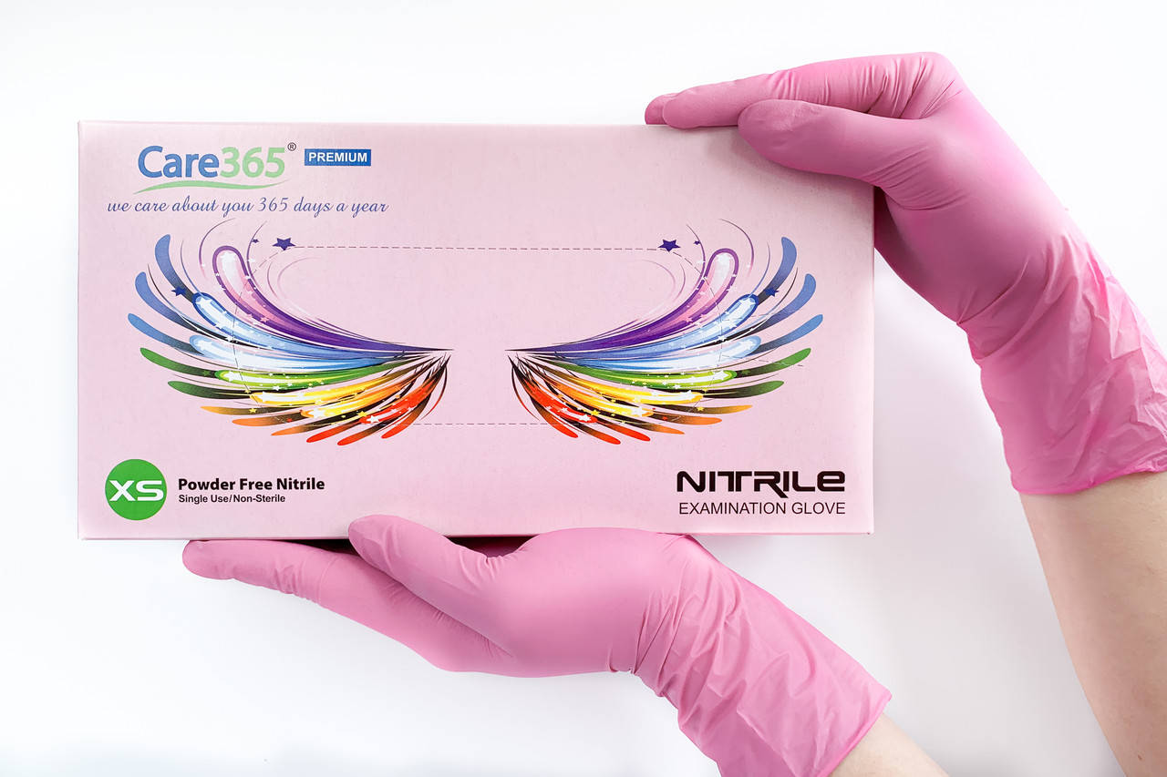 

Нитриловые перчатки Care 365,  (5-6), розовие, 100 шт, Розовый