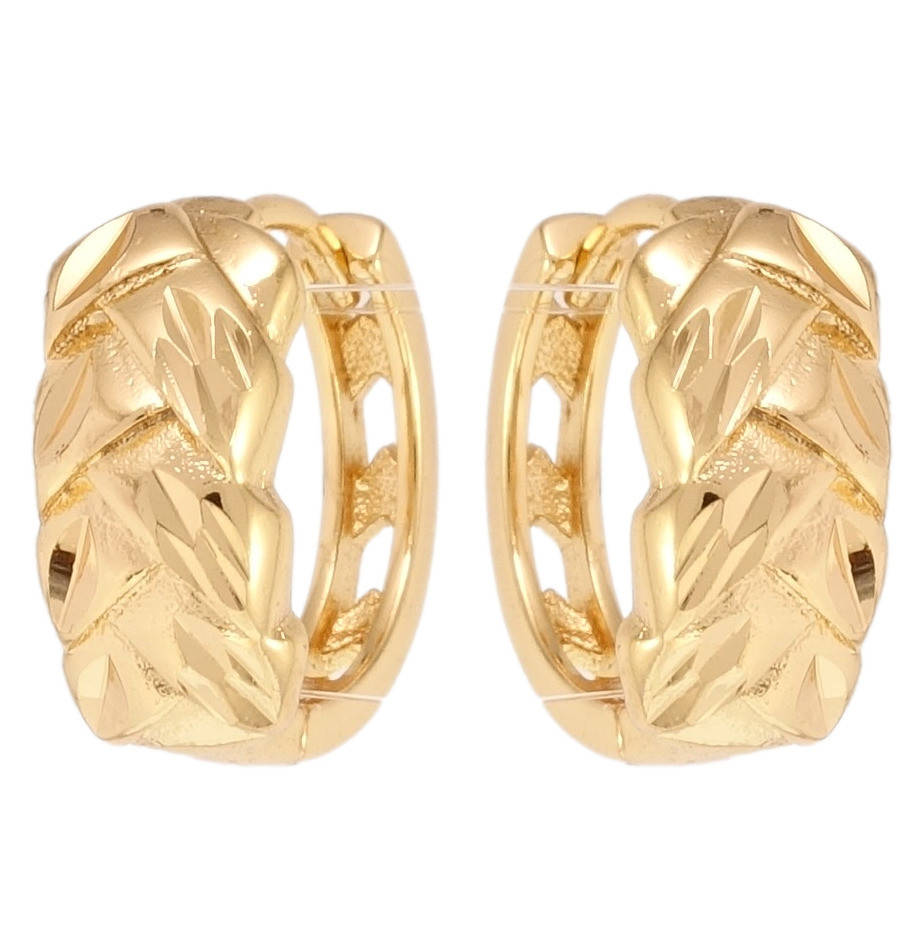 

Серьги Xuping Позолота 18K колечки "Косичка с узором насечками"