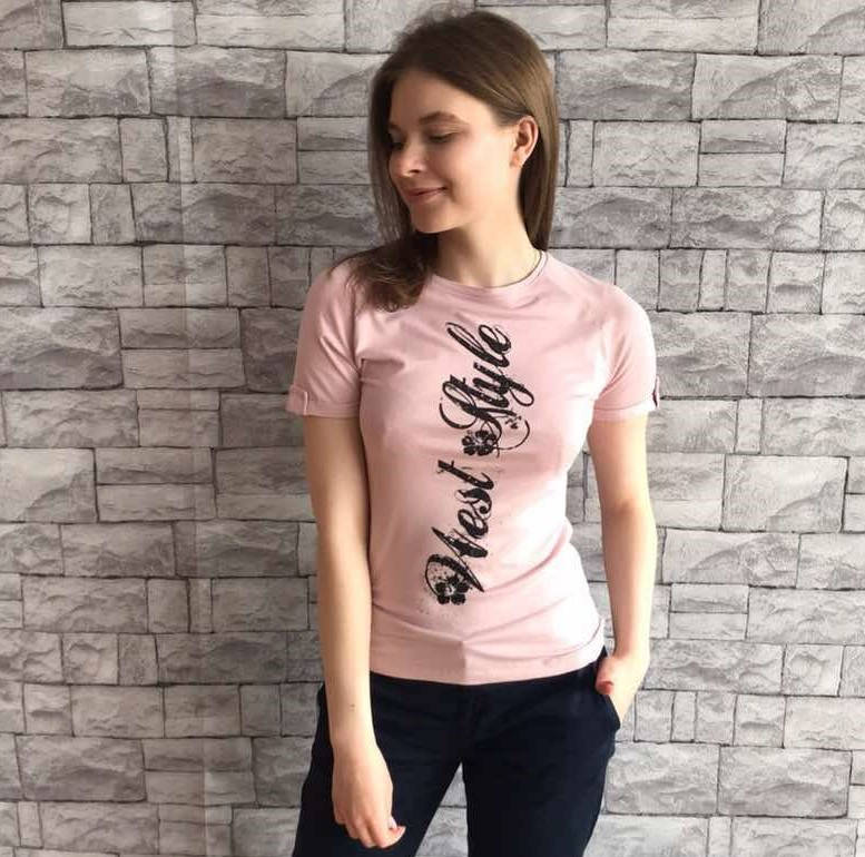 

Женская футболка с принтом цвет пудровый Пудровый, 2XL