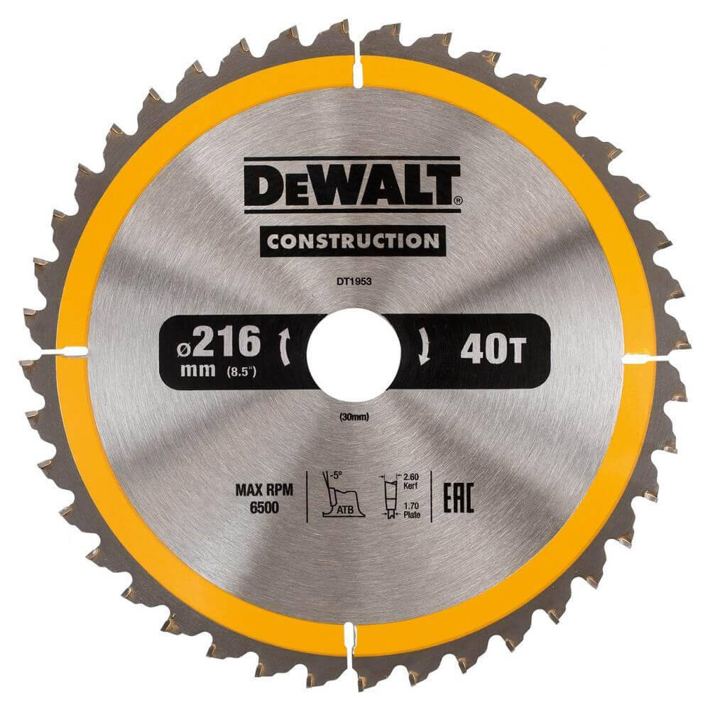 

Диск пильный 216 х 30 (40Т) DeWALT DT1953