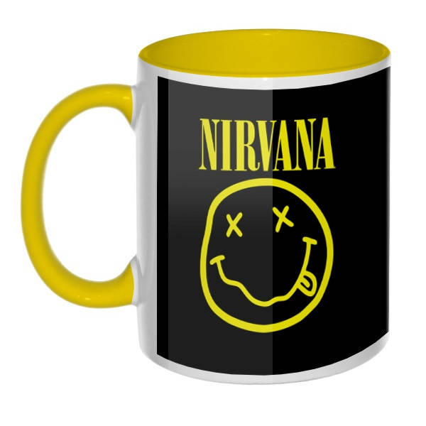 

Кружка Nirvana. Чашка НИРВАНА цветная внутри и ручка, Желтый