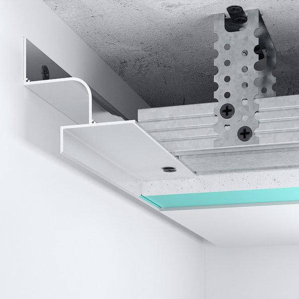 

Алюминиевый профиль теневого ШВА 20 x 40 мм с каналом для Led подсветки под гипсокартон