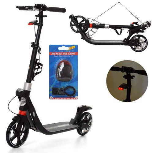 

Двухколесный самокат D-MAX-9. BLACK. ДИСКОВЫЙ ТОРМОЗ, ФОНАРИК!. От 6 до 18 лет, Черный