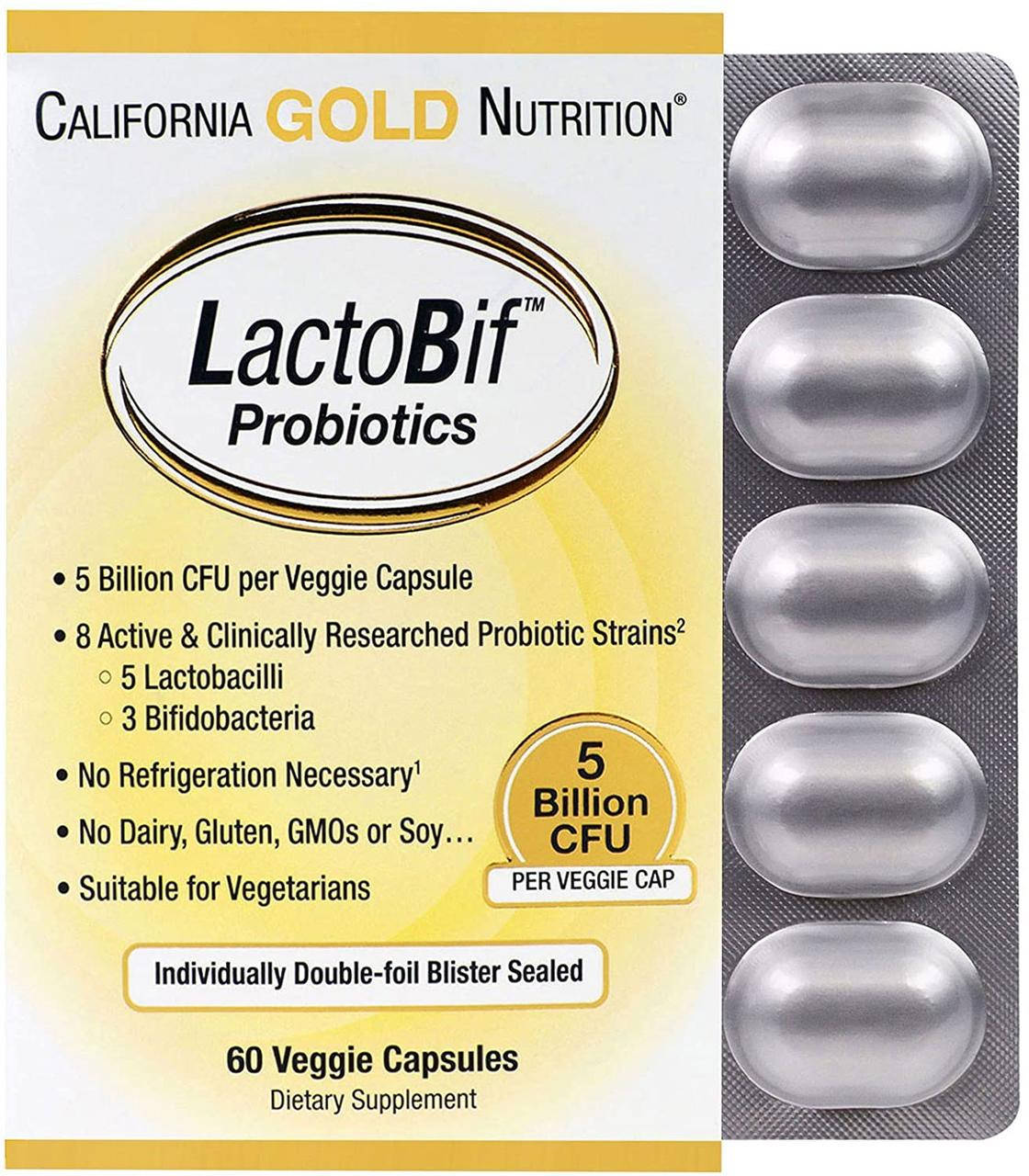 

California Gold LactoBif Probiotics 5 Billion CFU 60 капсул
