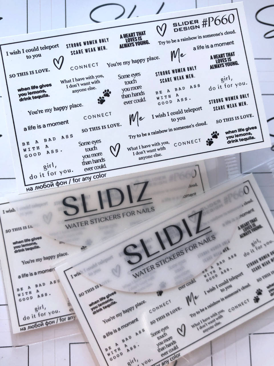 

Слайдер-дизайн SLIDIZ водная наклейка для ногтей на любой фон, фразы, слова, надписи