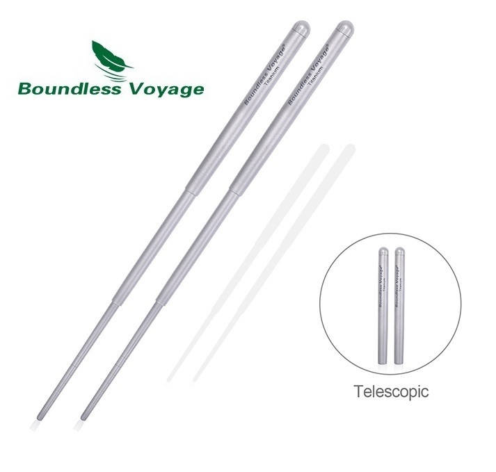 

Титановые складные палочки для суши Boundless Voyage 2 шт. в чехле. Палочки для еды., Светло-серый