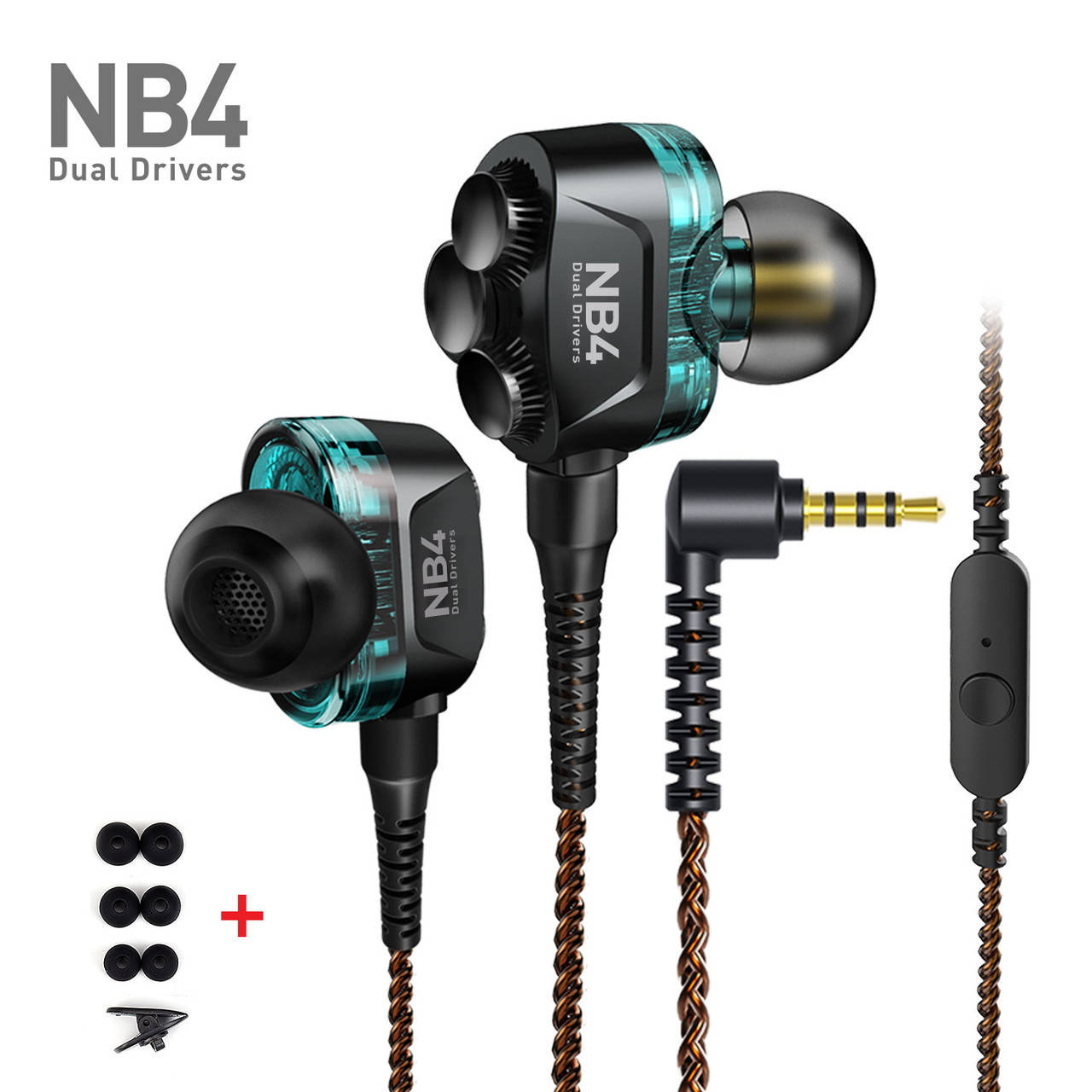 

Гибридные проводные наушники с микрофоном стерео гарнитура для телефона FRO NB4 Green, Зелёный