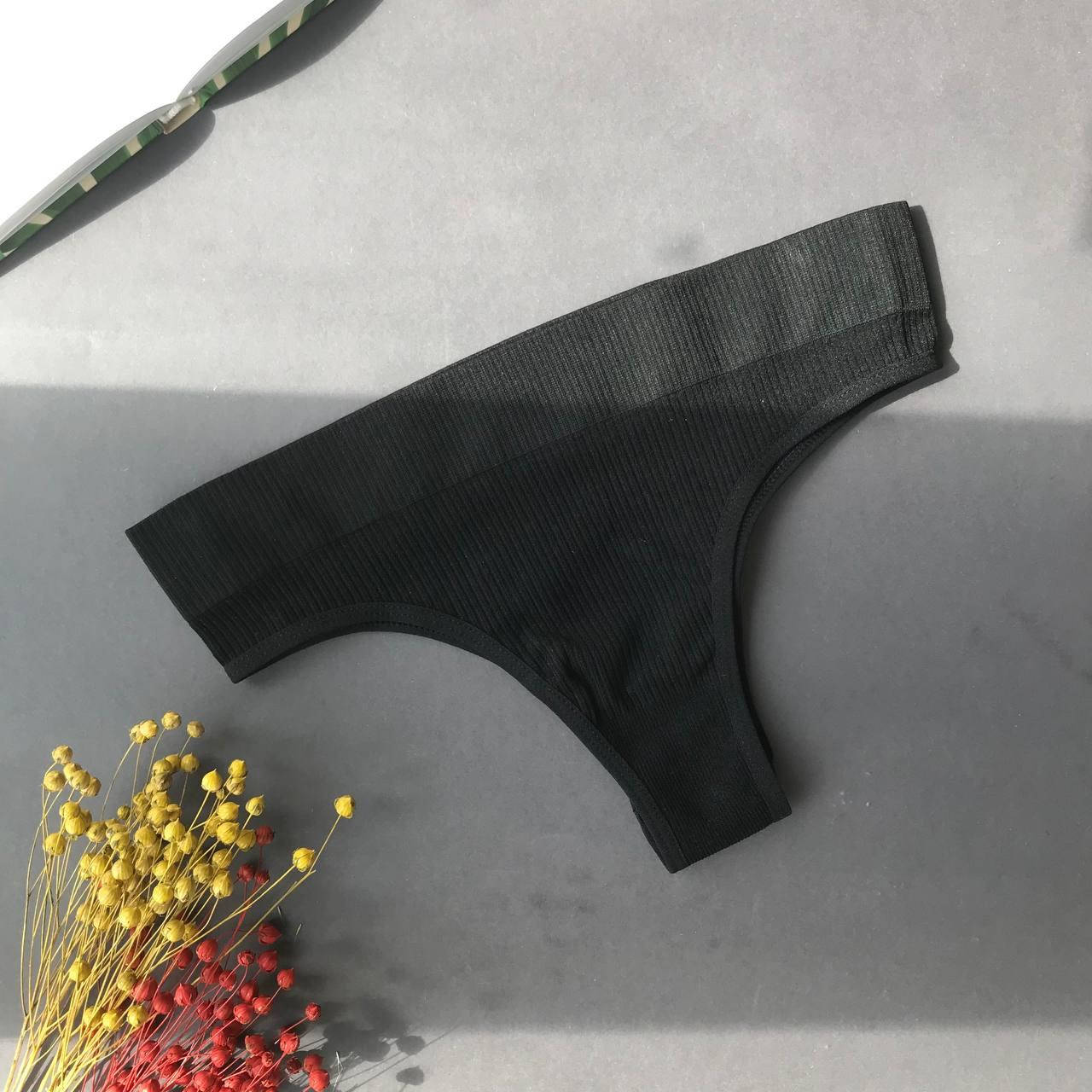 

Женские трусы американки в рубчик с завышенной посадкой Ouno Черный, S/M