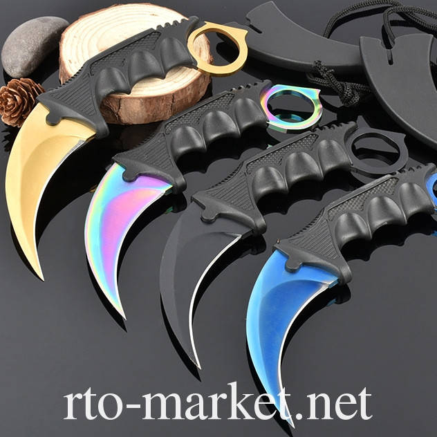 

Нож керамбит(бабочка) из игры CS:GO 2-х видов Острый и тупой(неострый) Сталь, Черный