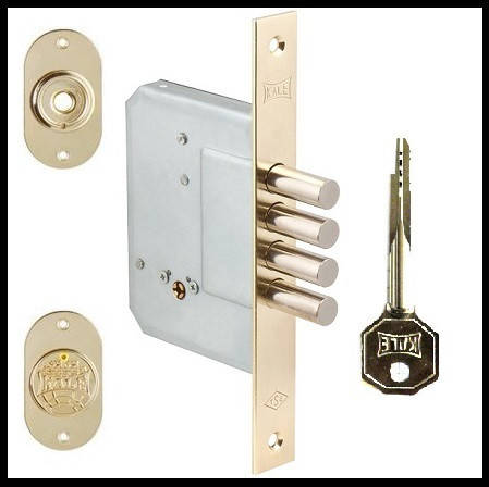 

Замок врезной KALE 189 4МF крестообразный 5 ключей желтый