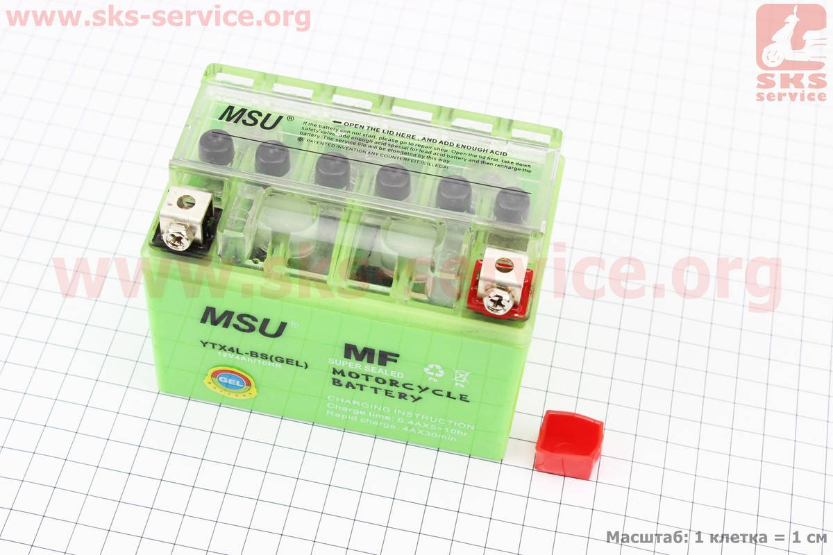 

Аккумулятор на скутер (MSU) h YTX4L-BS гелевый (L113*W70*H85mm)