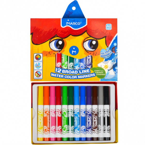 

Фломастеры Marco Super Washable Jumbo 12 цветов арт.1632-12, Разные цвета