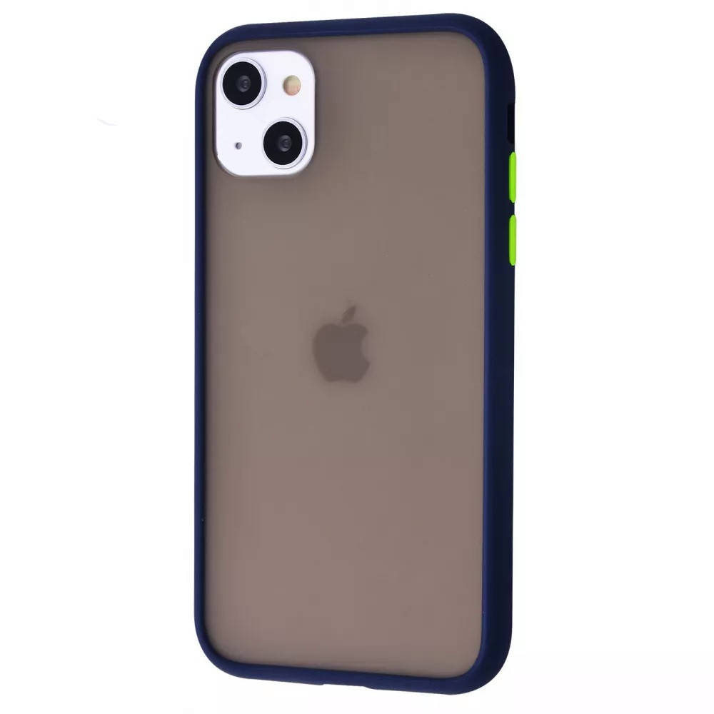 

Противоударный матовый чехол для iPhone 13 синий бампер
