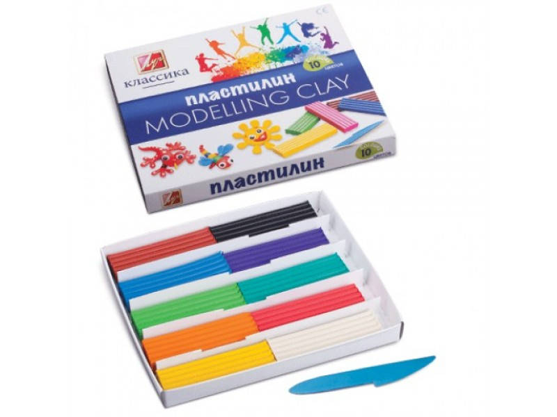 

Пластилин Луч 10 цветов 200 гр."Классика" (со стеком) 7С304-08